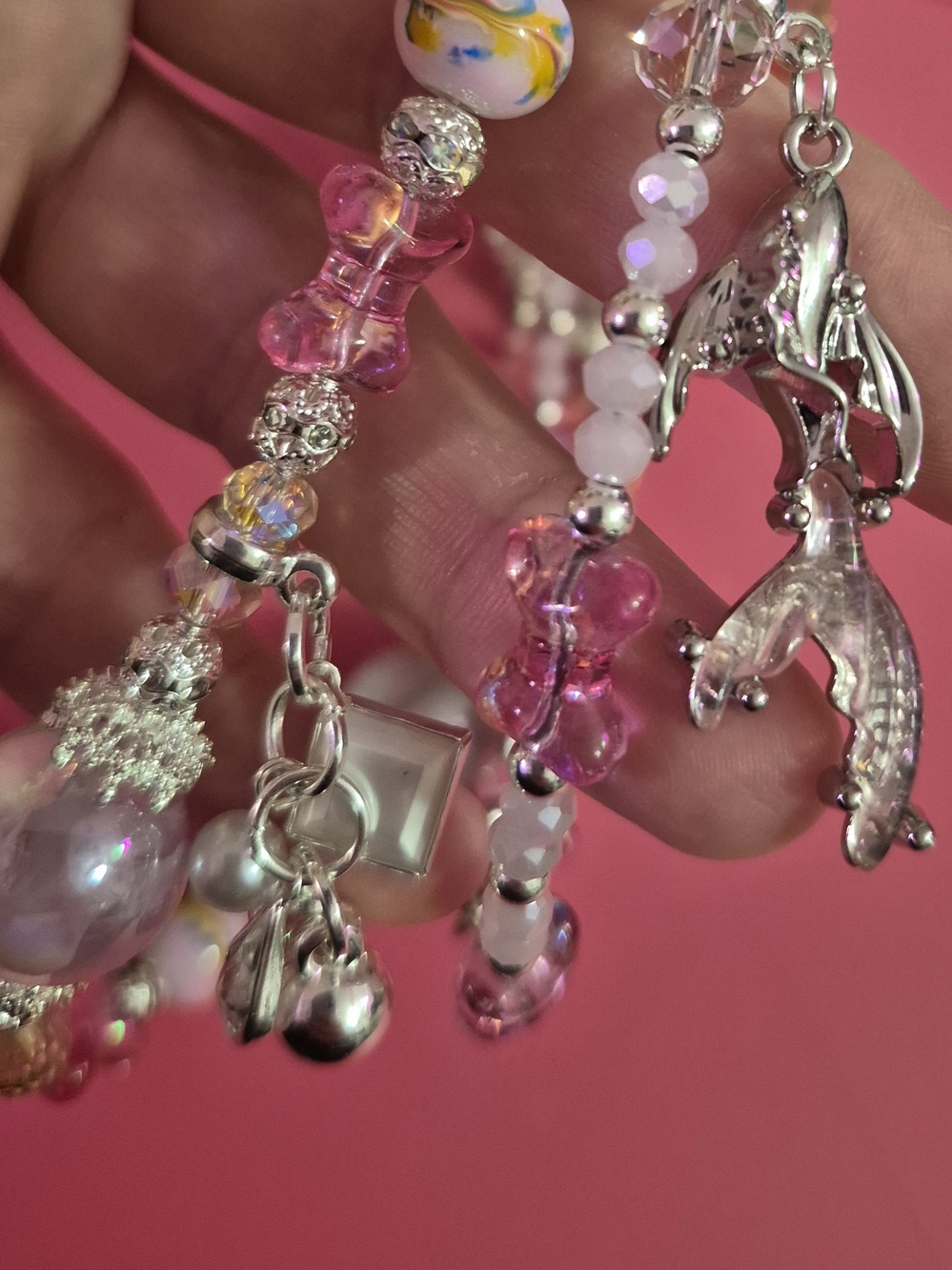 Pink Rhinestone Labubu Phone Chain - Picture 6 of 7